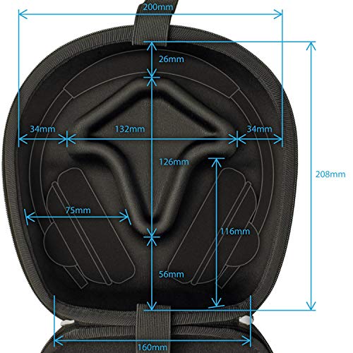 iGadgitz U3804 - EVA Hard Case Cover Suitable for Fixed (Non-Folding) Headphones - Black