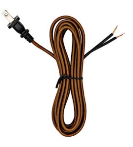 creative hobbies brown rayon cloth covered electric lamp cord with end plug, stripped ends ready for wiring -8 foot, spt-2 ul listed