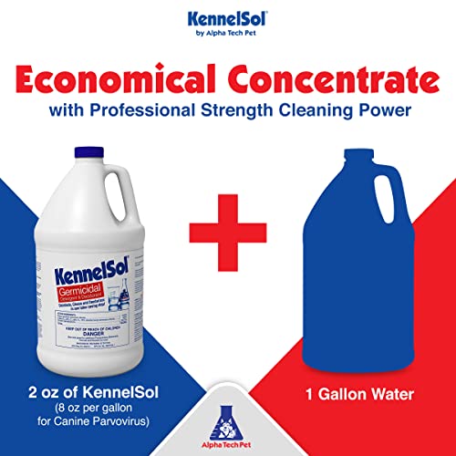 KennelSol 1-Step Kennel Cleaner - Liquid Concentrate Disinfectant and Deodorizer, Effective Against Bacteria and Viruses - 1 Gallon