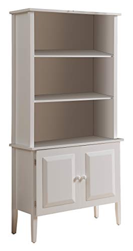 Kings Brand Furniture Wood Bookcase with Doors, White