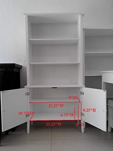 Kings Brand Furniture Wood Bookcase with Doors, White