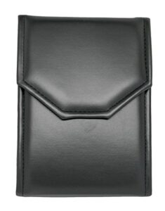 novel box premium large black/black stitched leatherette pearl/omega necklace folder + custom nb pouch