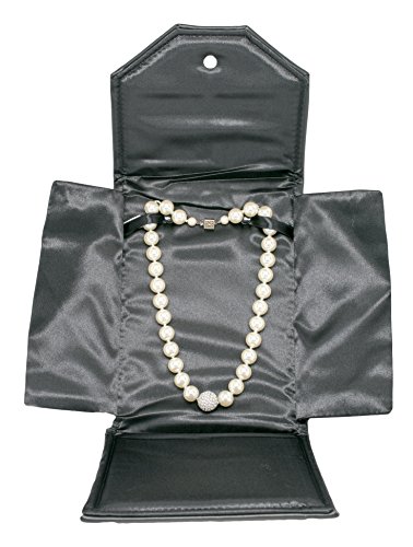 Novel Box Premium Large Black/Black Stitched Leatherette Pearl/Omega Necklace Folder + Custom NB Pouch