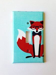 fox and glasses light switch plate cover various sizes offered
