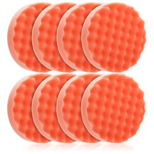 fasmov 8 pack 6" heavy cutting pad waffle buffing pads, orange microfiber buffing pads, foam polish pad for compounding, polishing and waxing