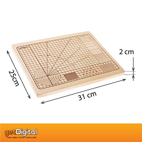 getDigital High Precision Cutting Board for the obsessive Cook - A nerdy Kitchen Gadget Chopping Block with Measurements & Angles - 100% Natural Beech-Wood, 12.2 x 9.84 Inch