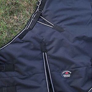 CHALLENGER 68" 1200D Horse Turnout Waterproof Heavy-Weight Winter Blanket Black 551G