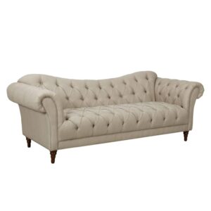 homelegance st. 92" claire fabric chesterfield sofa, almond brown