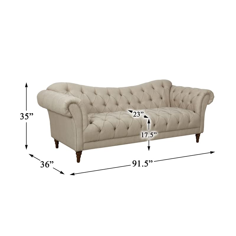 Homelegance St. 92" Claire Fabric Chesterfield Sofa, Almond Brown