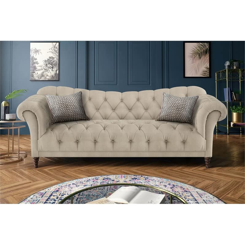 Homelegance St. 92" Claire Fabric Chesterfield Sofa, Almond Brown