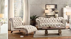 Homelegance St. 30" Claire Fabric Chesterfield Chaise, Almond Brown