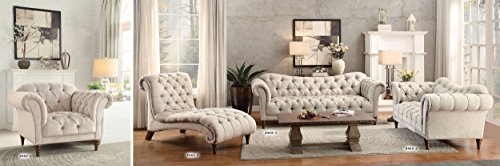 Homelegance St. 30" Claire Fabric Chesterfield Chaise, Almond Brown