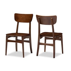 Baxton Studio Set of 2 Netherlands Mid-Century Modern Scandinavian Style Dark Walnut Bentwood Dining Side Chairs