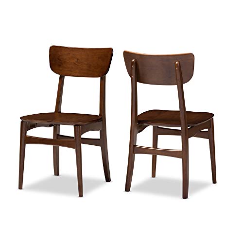 Baxton Studio Set of 2 Netherlands Mid-Century Modern Scandinavian Style Dark Walnut Bentwood Dining Side Chairs