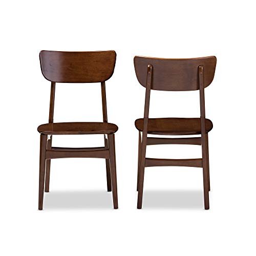 Baxton Studio Set of 2 Netherlands Mid-Century Modern Scandinavian Style Dark Walnut Bentwood Dining Side Chairs