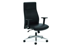 hon define executive leather chair - high-back office chair for computer desk, black (hvl108)