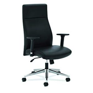 HON Define Executive Leather Chair - High-Back Office Chair for Computer Desk, Black (HVL108)