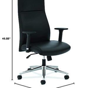 HON Define Executive Leather Chair - High-Back Office Chair for Computer Desk, Black (HVL108)