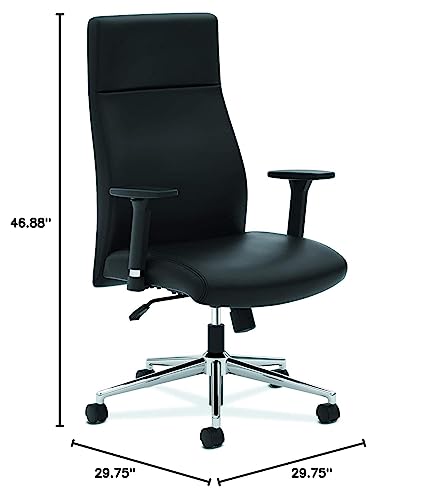 HON Define Executive Leather Chair - High-Back Office Chair for Computer Desk, Black (HVL108)