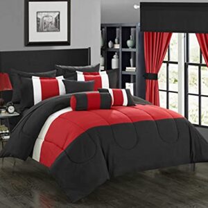 Chic Home 20 Mackenzie Complete Pieced Comforter Set, King, Red