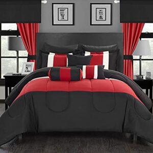 Chic Home 20 Mackenzie Complete Pieced Comforter Set, King, Red