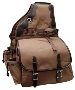 showman 600 denier deluxe insulated nylon saddle bag (brown)