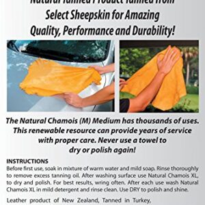 Natural Chamois M (2 sq ft.) Medium Size by Ever New Automotive Premium New Zealand Sheepskin! Fast Drying! for Auto, Boats, RV and Home! Chamois is Long Lasting and Super Absorbent!