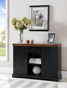 kings brand furniture - wood buffet cabinet console table, black / walnut