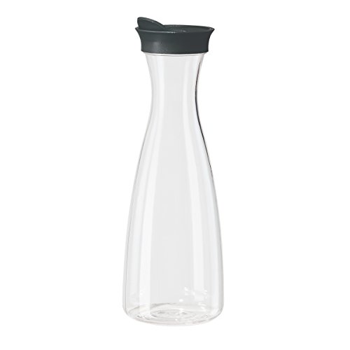 Oggi Carafe, 1.6-Liter, Clear, Black Lid