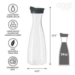 Oggi Carafe, 1.6-Liter, Clear, Black Lid