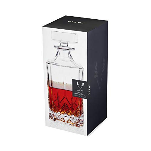 Viski Admiral 30 oz Liquor Decanter | Crystal Glass Liquor Dispenser for Whisky, Bourbon, Tequila, Brandy – Gift for Liquor Lovers