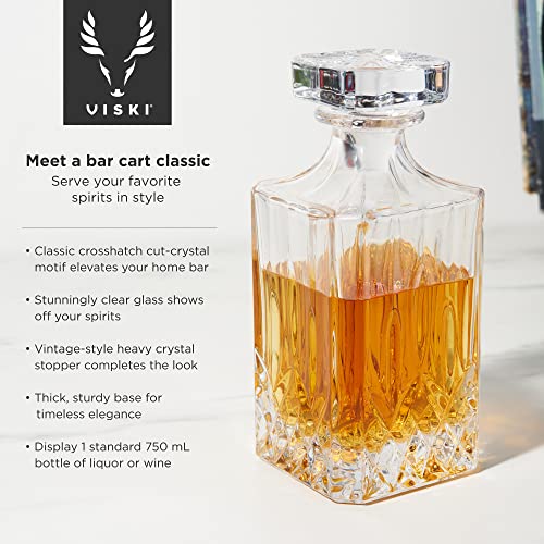 Viski Admiral 30 oz Liquor Decanter | Crystal Glass Liquor Dispenser for Whisky, Bourbon, Tequila, Brandy – Gift for Liquor Lovers