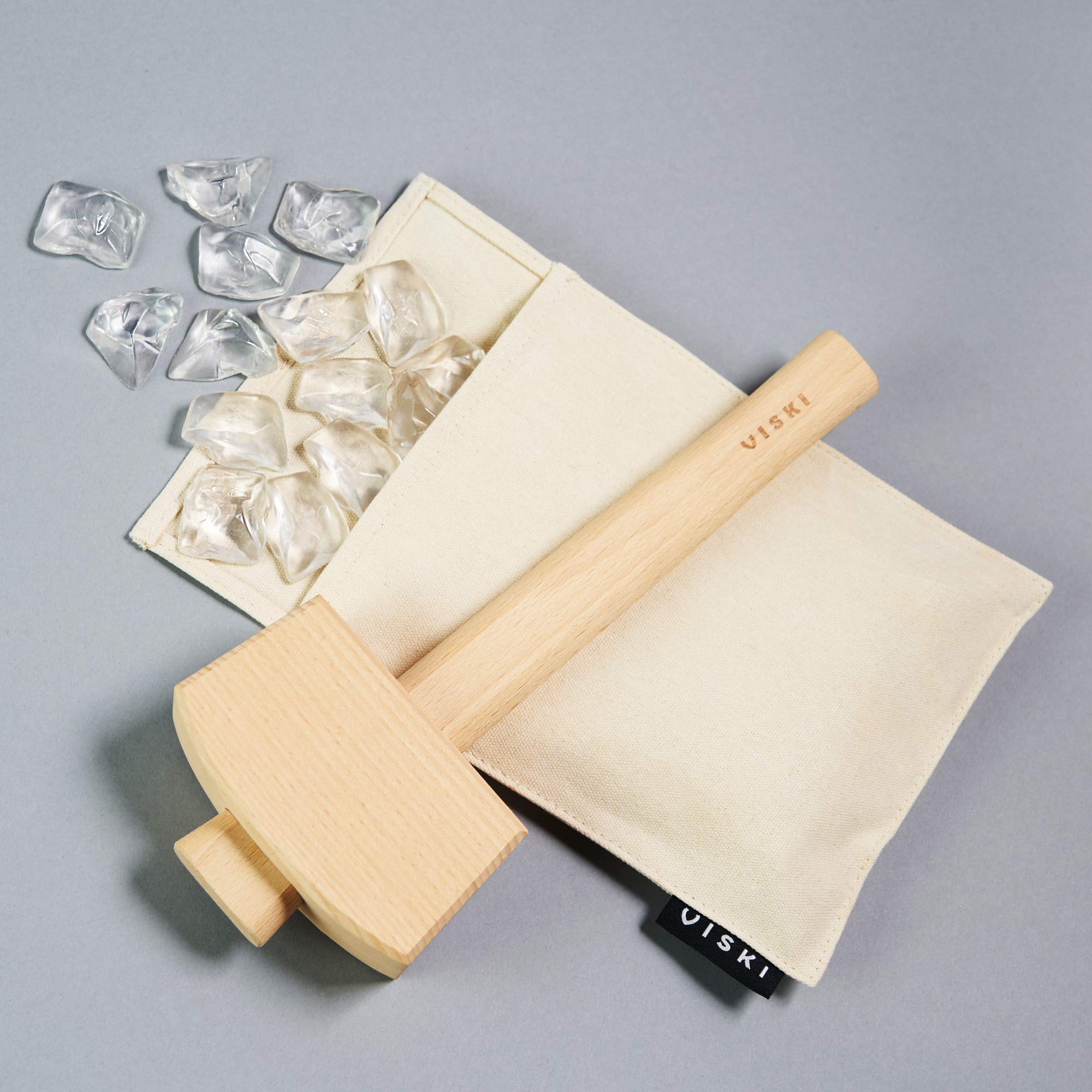 Viski Professional Lewis Bag and Mallet Bartender Kit & Bar Tools Kitchen Accessory 12", Ice Bag & Mallet