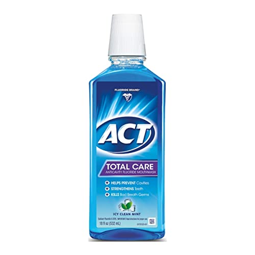 ACT Total Care Anticavity Fluoride Mouthwash Icy Clean Mint 18 oz (Pack of 2)