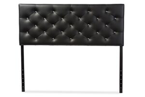 baxton studio viviana modern and contemporary black faux leather upholstered button-tufted full size headboard