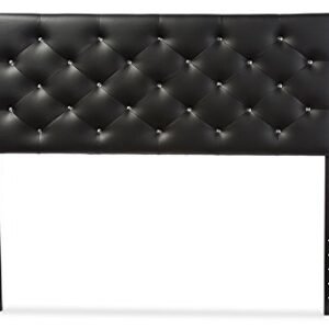 Baxton Studio Viviana Modern and Contemporary Black Faux Leather Upholstered Button-Tufted Full Size Headboard