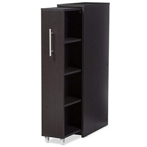 Baxton Studio Lindo Wood Bookcase with One Pulled Out Door Shelving Cabinet, Dark Brown