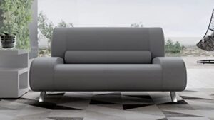 zuri furniture modern aspen light grey microfiber leather loveseat
