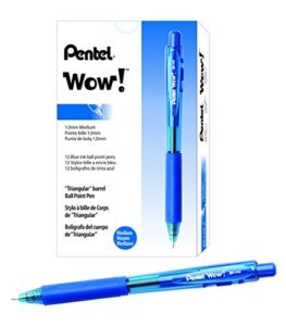 pentel wow! retractable ballpoint pens, medium line, blue ink, box of 12 (bk440-c) by pentel