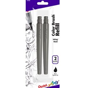 Pentel Arts Color Brush Pigment Refills, Black Ink, Pack of 2 (FRPBP2A)