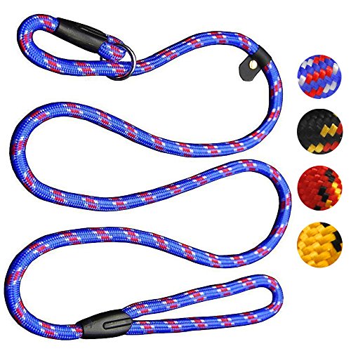 Dog Rope Leash, 5 FT Pet Slip Lead, Dog Training Leash, Standard Adjustable Pet Nylon Leash for Small Medium Dogs 10-80 lb Walking(Blue)