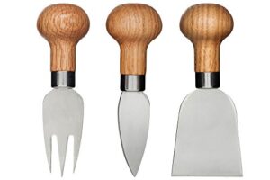 sagaform oak and stainless cheese knife set 3-piece
