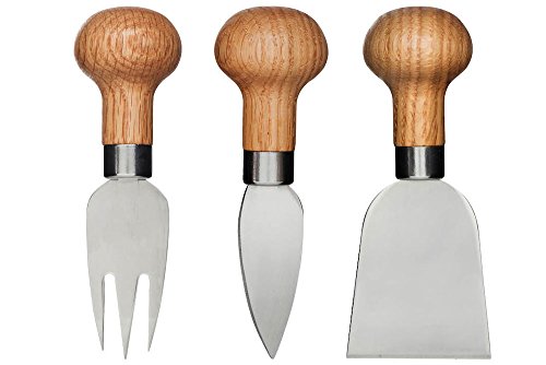 Sagaform Oak and Stainless Cheese Knife Set 3-Piece