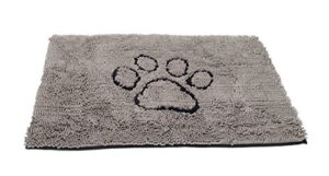 dog gone smart dirty dog microfiber paw doormat - super absorbent dog mat keeps paws & floors clean - machine washable pet door rugs with non-slip backing | medium grey