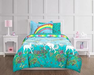 kidz mix rainbow unicorn bed in a bag, twin