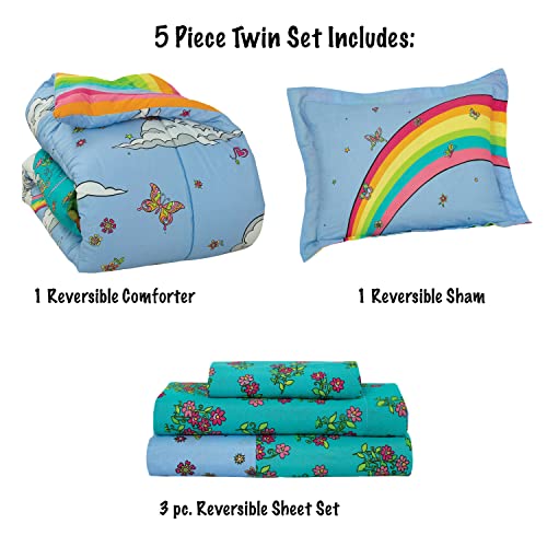 Kidz Mix Rainbow Unicorn Bed in a Bag, Twin