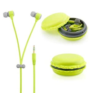 amberetech cute 3.5mm in ear earphones earbuds headset with macaron earphone organizer box case for iphone,for samsung,for mp3 ipod pc music (green)