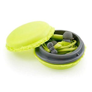 Amberetech Cute 3.5mm in Ear Earphones Earbuds Headset with Macaron Earphone Organizer Box Case for iPhone,for Samsung,for Mp3 iPod Pc Music (Green)