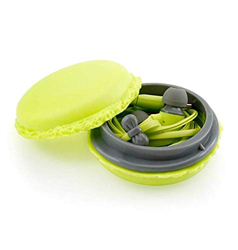 Amberetech Cute 3.5mm in Ear Earphones Earbuds Headset with Macaron Earphone Organizer Box Case for iPhone,for Samsung,for Mp3 iPod Pc Music (Green)