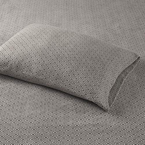 Sleep Philosophy True North Micro Fleece Bed Sheet Set, Warm, Sheets with 14" Deep Pocket, for Cold Season Cozy Sheet-Set, Matching Pillow Case, Queen, Grey Diamond, 4 Piece